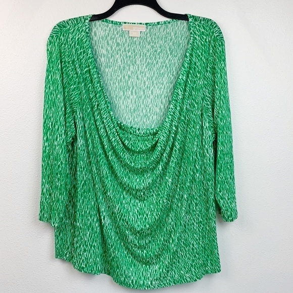 Michael Kors draped neck softly draping tunic style 3/4 sleeve Tee shirt top EUC - Picture 1 of 8